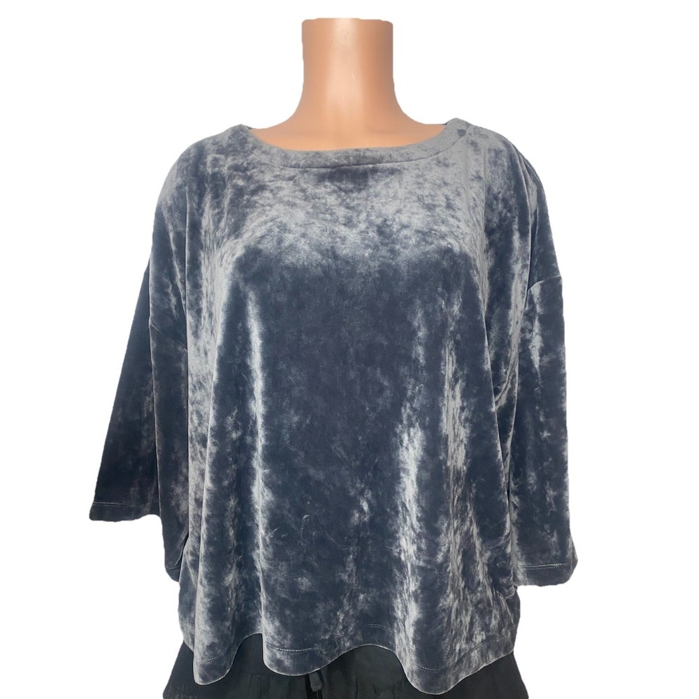 J Jill Pure Jill Charcoal Velvet Kimono Sleeve Oversized Top Size L